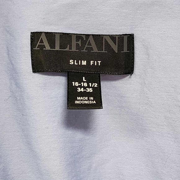 Alfani Shirt Men Large Light Blue Button down Solid Slim Fit Full Sleeve - Picture 6 of 7